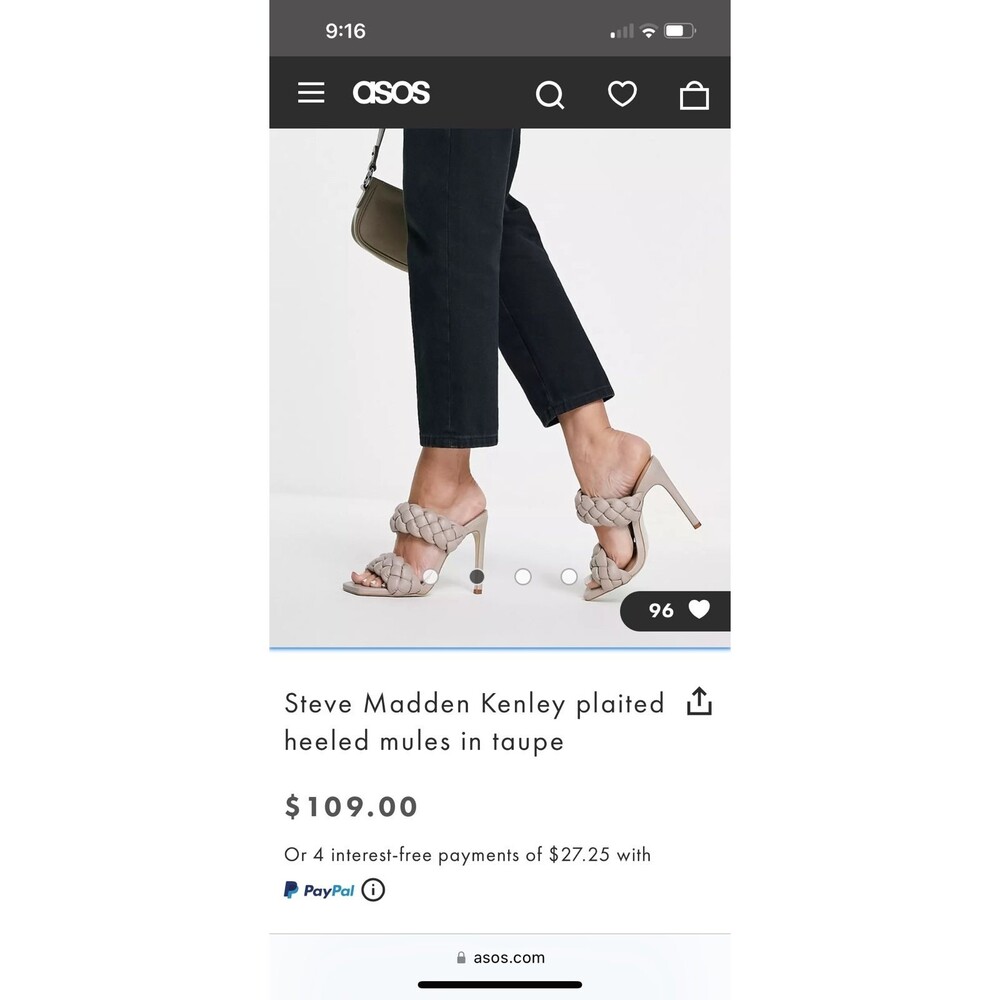 Steve Madden Kenley Plaited Heeled Mules Taupe Braided Square Toe Sandals 8.5M